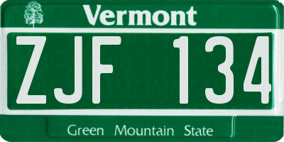VT license plate ZJF134
