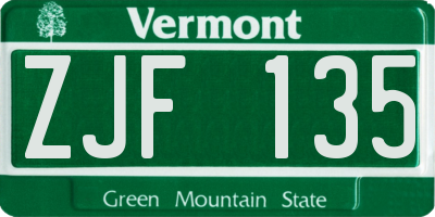 VT license plate ZJF135