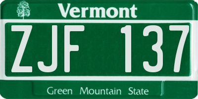 VT license plate ZJF137