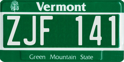VT license plate ZJF141