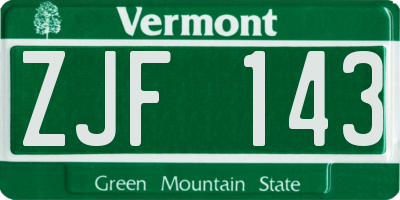 VT license plate ZJF143