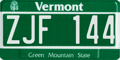 VT license plate ZJF144