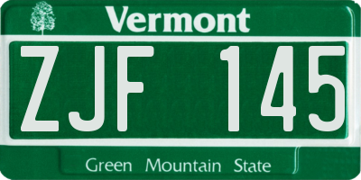 VT license plate ZJF145