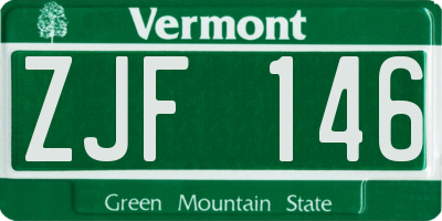 VT license plate ZJF146
