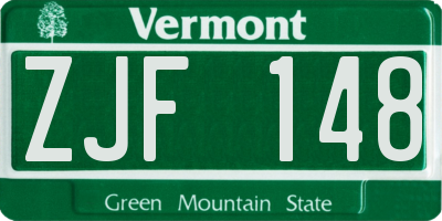 VT license plate ZJF148