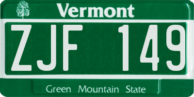 VT license plate ZJF149