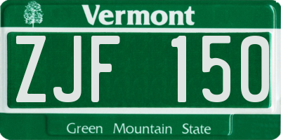 VT license plate ZJF150