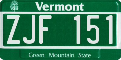 VT license plate ZJF151