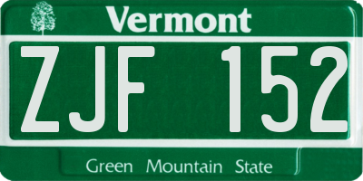 VT license plate ZJF152