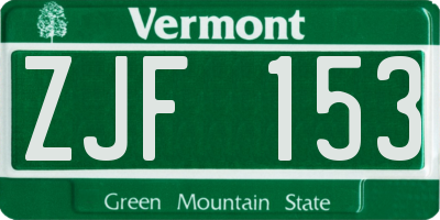 VT license plate ZJF153