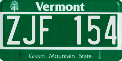 VT license plate ZJF154