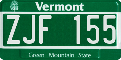VT license plate ZJF155