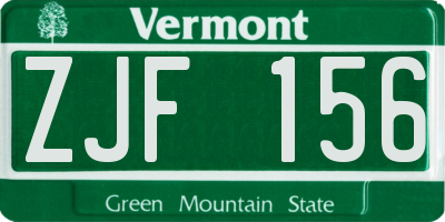 VT license plate ZJF156