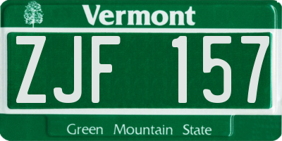 VT license plate ZJF157