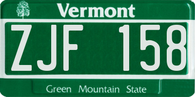VT license plate ZJF158