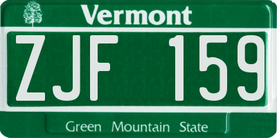 VT license plate ZJF159