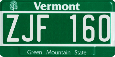 VT license plate ZJF160