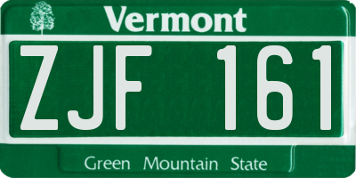 VT license plate ZJF161
