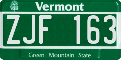 VT license plate ZJF163