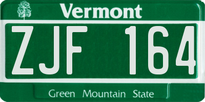 VT license plate ZJF164