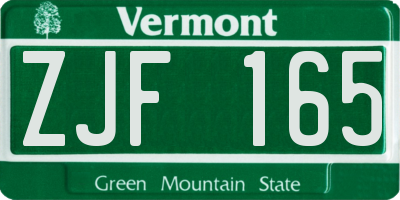 VT license plate ZJF165