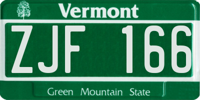 VT license plate ZJF166