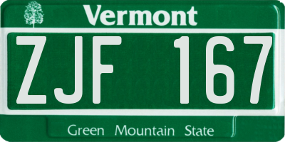 VT license plate ZJF167