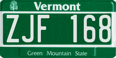 VT license plate ZJF168