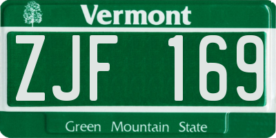 VT license plate ZJF169