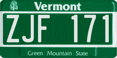 VT license plate ZJF171