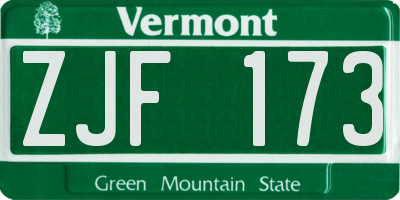VT license plate ZJF173