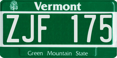 VT license plate ZJF175