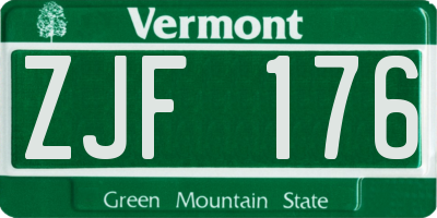 VT license plate ZJF176