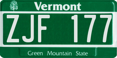 VT license plate ZJF177
