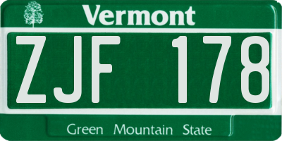 VT license plate ZJF178