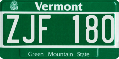 VT license plate ZJF180