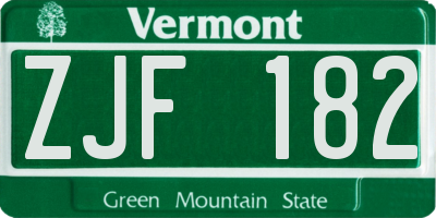 VT license plate ZJF182