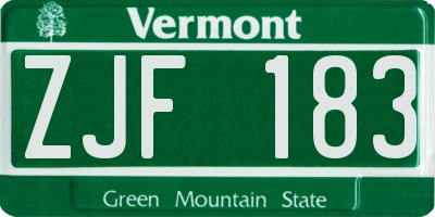 VT license plate ZJF183