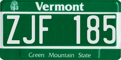 VT license plate ZJF185