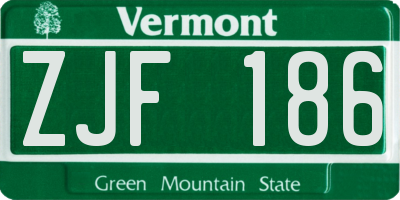 VT license plate ZJF186