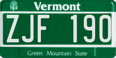 VT license plate ZJF190