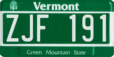 VT license plate ZJF191