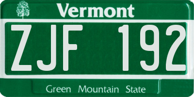 VT license plate ZJF192