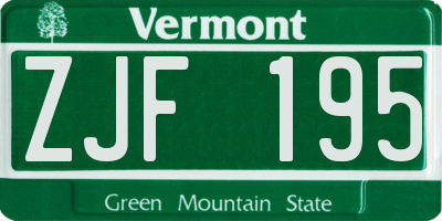 VT license plate ZJF195
