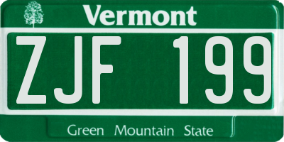 VT license plate ZJF199