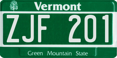 VT license plate ZJF201