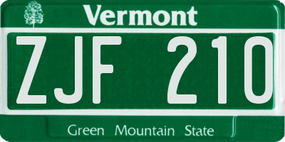 VT license plate ZJF210