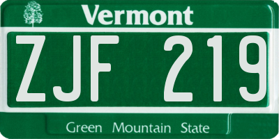VT license plate ZJF219
