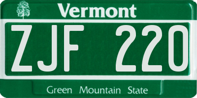 VT license plate ZJF220