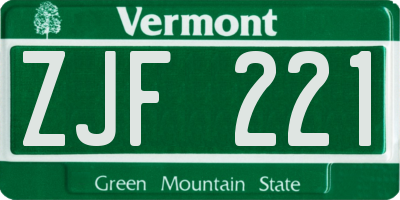 VT license plate ZJF221